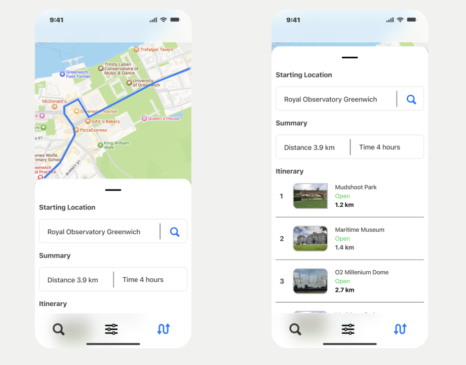 itinerary view figma